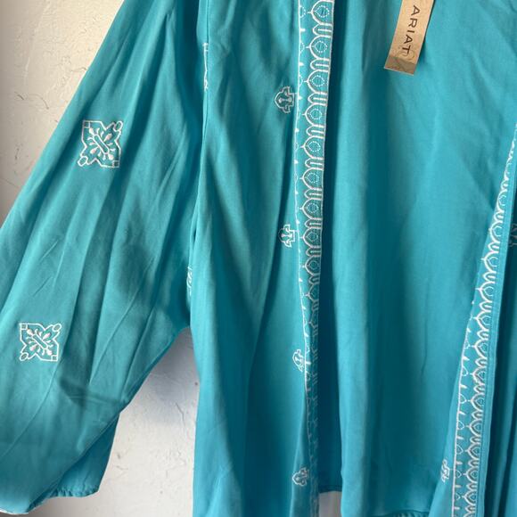 Ariat Misty Kimono Maui Blue Open Front Embroidered Cardigan S/P NWT - Picture 5 of 10